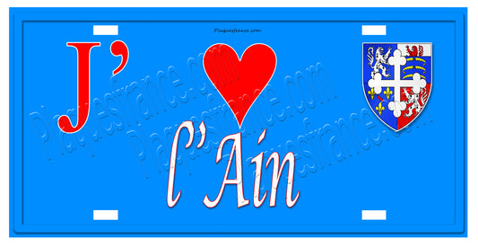 Plaque métal décorative I ♥ L'Ain 01
