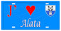 Plaque métal décorative 15 x 30 cm fond mur bleu J' ❤️ Alata canton Ajaccio  Corse du Sud - Plaquesfrance.com