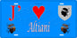 Plaque métal décorative 15 x 30 cm bleu J' ❤️ Altiani  Canton de Ghisonaccia Haute-Corse