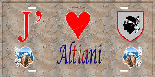 Plaque métal décorative 15 x 30 cm mur antique J' ❤️ Altiani  Canton de Ghisonaccia Haute-Corse