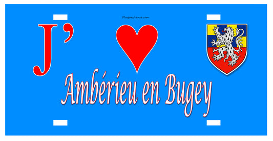 Plaque  métal décorative 15x30 J' aime Ambérieu en Bugey