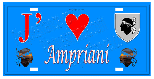 Plaque métal décorative 15 x 30  J'❤️Ampriani Haute corse - Plaquesfrance.com