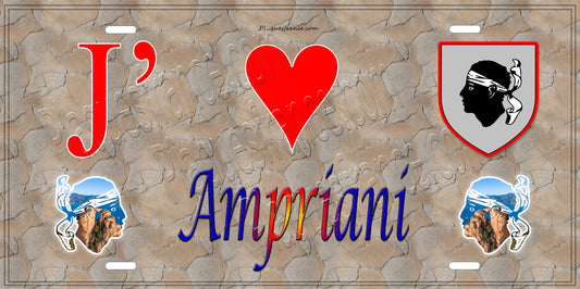 Plaque métal décorative 15 x 30 cm mur antique J' ❤️ Ampriani  Canton de Ghisonaccia Haute-Corse