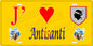 Plaque métal décorative 15 x 30 cm jaune J' ❤️ Antisanti  Canton de Ghisonaccia Haute-Corse