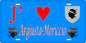 Plaque métal décorative 15 x 30 cm  bleu J' ❤️ Argiusta Moricio  canton de Taravo-Ornano Corse du Sud - Plaquesfrance.com