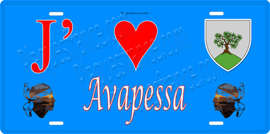 Plaque métal décorative 15 x 30 cm bleu J' ❤️ Avapessa  Canton de Calvi Haute-Corse