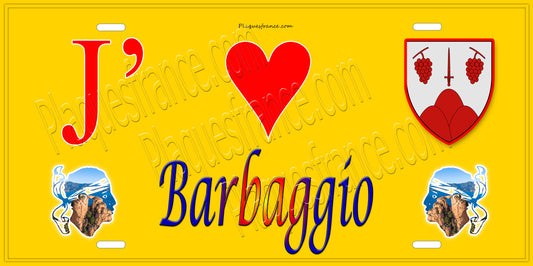 Plaque métal décorative 15 x 30 cm jaune J' ❤️ Barbaggio  Canton de Biguglia-Nebbio Haute-Corse