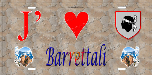 Plaque métal décorative 15 x 30 cm mur antique J' ❤️ Barrettali  Canton du Cap Corse Haute-Corse