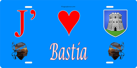 Plaque métal décorative 15 x 30  J'❤️Bastia canton de Bastia Haute corse - Plaquesfrance.com