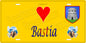 Plaque métal décorative 15 x 30 cm jaune J' ❤️ Bastia  Canton de Bastia Haute-Corse