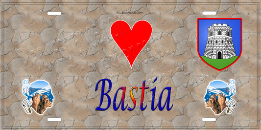 Plaque métal décorative 15 x 30 cm mur antique J' ❤️ Bastia  Canton de Bastia Haute-Corse