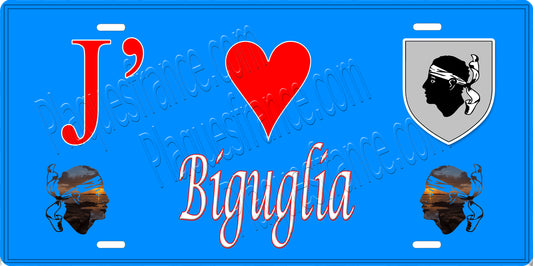 Plaque métal décorative 15 x 30 cm bleu J' ❤️ Biguglia  Canton de Biguglia-Nebbio Haute-Corse
