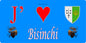 Plaque métal décorative 15 x 30 cm bleu J' ❤️ Bisinchi  Canton de Golo-Morosaglia Haute-Corse