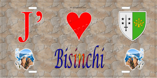 Plaque métal décorative 15 x 30 cm mur antique J' ❤️ Bisinchi  Canton de Golo-Morosaglia Haute-Corse