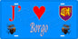 Plaque métal décorative 15 x 30 cm bleu J' ❤️ Borgo  Canton de Borgo Haute-Corse