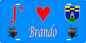 Plaque métal décorative 15 x 30 cm bleu J' ❤️ Brando  Canton du Cap Corse Haute-Corse