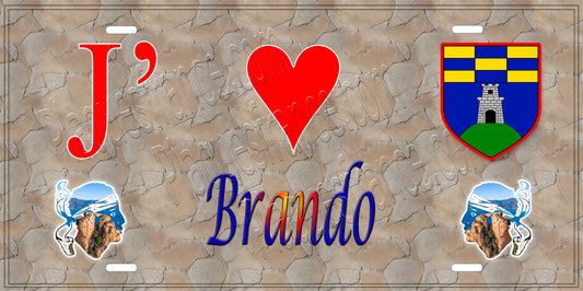 Plaque métal décorative 15 x 30 cm mur antique J' ❤️ Brando  Canton du Cap Corse Haute-Corse