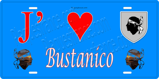 Plaque métal décorative 15 x 30 cm bleu J' ❤️ Bustanico  Canton de Golo-Morosaglia Haute-Corse