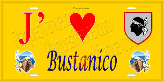 Plaque métal décorative 15 x 30 cm jaune J' ❤️ Bustanico  Canton de Golo-Morosaglia Haute-Corse