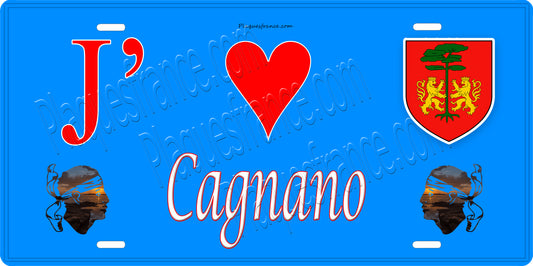 Plaque métal décorative 15 x 30 cm bleu J' ❤️ Cagnano  Canton du Cap Corse Haute-Corse