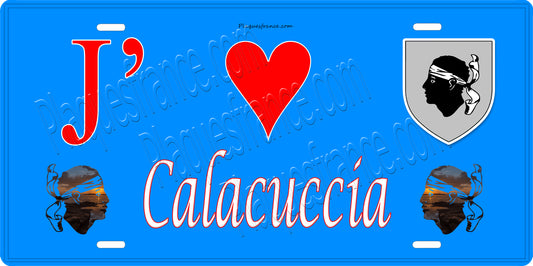 Plaque métal décorative 15 x 30 cm bleu J' ❤️ Calacuccia  Canton Golo-Morosaglia Haute-Corse