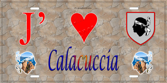 Plaque métal décorative 15 x 30 cm mur antique J' ❤️ Calacuccia  Canton Golo-Morosaglia Haute-Corse