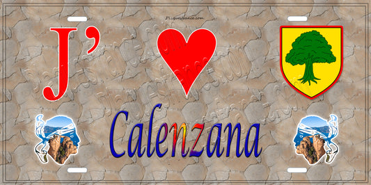 Plaque métal décorative 15 x 30 cm mur antique J' ❤️ Calenzana  Canton de Calvi Haute-Corse