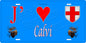 Plaque métal décorative 15 x 30 cm bleu J' ❤️ Calvi Canton de Calvi Haute-Corse