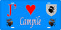 Plaque métal décorative 15 x 30 cm bleu J' ❤️ Campile  Canton de Golo-Morosaglia Haute-Corse