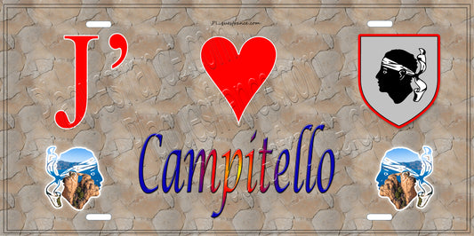 Plaque métal décorative 15 x 30 cm mur antique J' ❤️ Campitello canton de Golo-Morosaglia Haute-Corse
