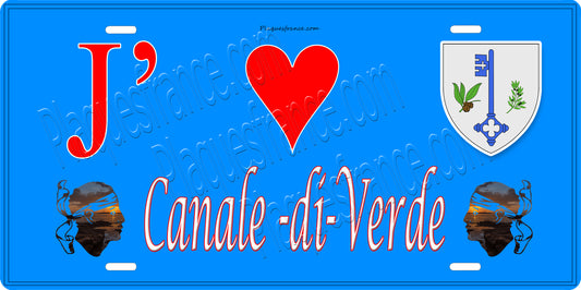 Plaque métal décorative 15 x 30 cm bleu J' ❤️ Canale di Verde  de la Castagniccia Haute-Corse