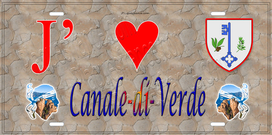 Plaque métal décorative 15 x 30 cm mur antique J' ❤️ Canale di Verde de la Castagniccia Haute-Corse