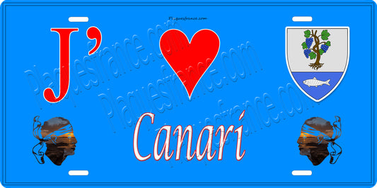 Plaque métal décorative 15 x 30 cm bleu J' ❤️ Canari  Canton du Cap Corse Haute-Corse