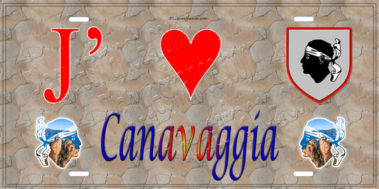 Plaque métal décorative 15 x 30 cm mur antique J' ❤️ Canavaggia Canton  de Golo-Morosaglia Haute-Corse