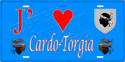 Plaque métal décorative 15 x 30 cm bleu J' ❤️ Cardo Torgia  canton de Taravo-Ornano Corse du Sud