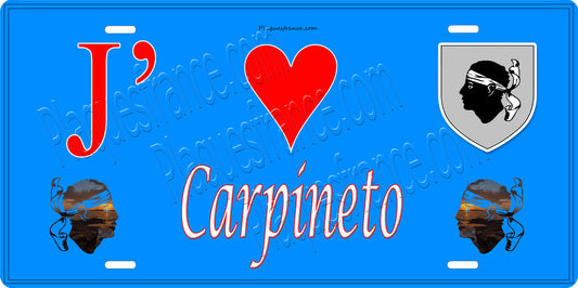 Plaque métal décorative 15 x 30 cm bleu J' ❤️ Carpineto Canton de la Castagniccia Haute-Corse
