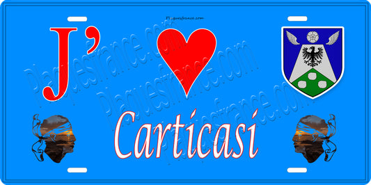 Plaque métal décorative 15 x 30 cm bleu J' ❤️ Carticasi Canton de Golo-Morosaglia Haute-Corse