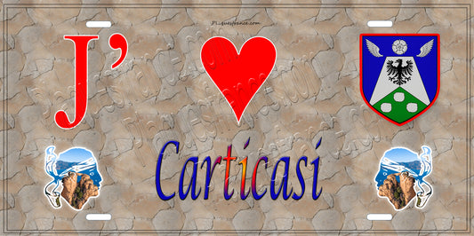 Plaque métal décorative 15 x 30 cm mur antique J' ❤️ Carticasi Canton de Golo-Morosaglia Haute-Corse