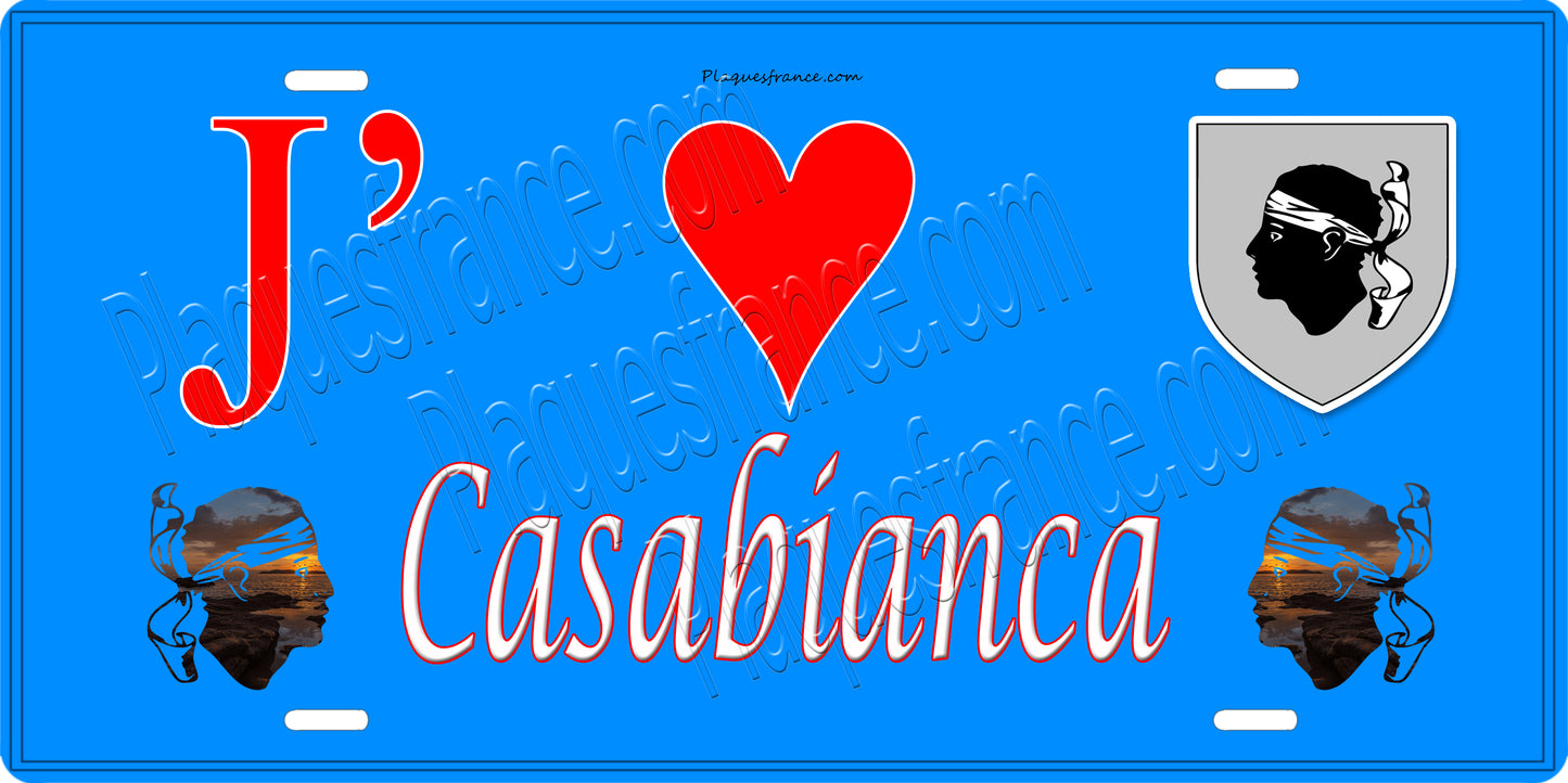 Plaque métal décorative 15 x 30 cm bleu J' ❤️ Casabianca Canton de Casinca-Fumalto Haute-Corse