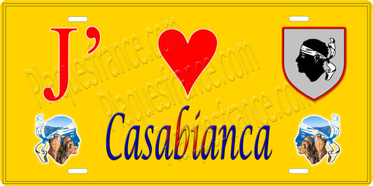 Plaque métal décorative 15 x 30 cm jaune J' ❤️ Casabianca Canton de Casinca-Fumalto Haute-Corse