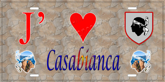 Plaque métal décorative 15 x 30 cm mur antique J' ❤️ Casabianca Canton de Casinca-Fumalto Haute-Corse