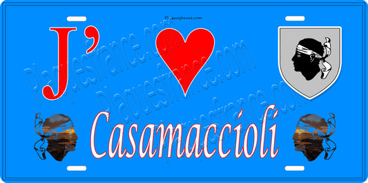Plaque métal décorative 15 x 30 cm bleu J' ❤️ Casamaccioli Canton de Golo-Morosaglia Haute-Corse