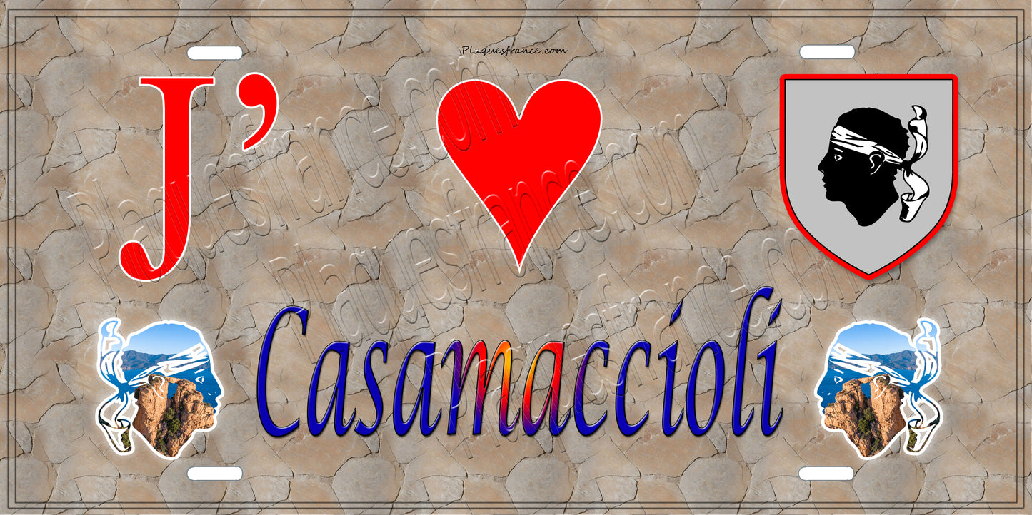 Plaque métal décorative 15 x 30 cm mur antique J' ❤️ Casamaccioli Canton de Golo-Morosaglia Haute-Corse