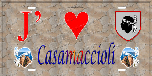 Plaque métal décorative 15 x 30 cm mur antique J' ❤️ Casamaccioli Canton de Golo-Morosaglia Haute-Corse
