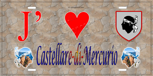 Plaque métal décorative 15 x 30 cm mur antique J' ❤️ Castellare-di-Mercurio Canton de Golo-Morosaglia Haute-Corse