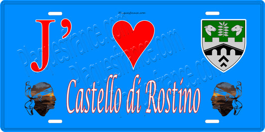 Plaque métal décorative 15 x 30 cm bleu J' ❤️ Castello-di-Rostino Canton de Golo-Morosaglia Haute-Corse