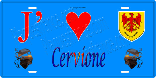 Plaque métal décorative 15 x 30 cm bleu J' ❤️ Cervione Canton de la Castagniccia Haute-Corse