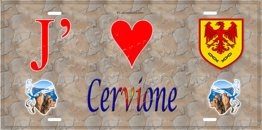 Plaque métal décorative 15 x 30 cm mur antique J' ❤️ Cervione Canton de la Castagniccia Haute-Corse