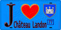 Plaque métal décorative  J' ❤️Château-Landon, Seine et Marne (77) fond bleu