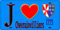 Plaque métal décorative  J' ❤️Chevrainvilliers, Seine et Marne (77) fond bleu